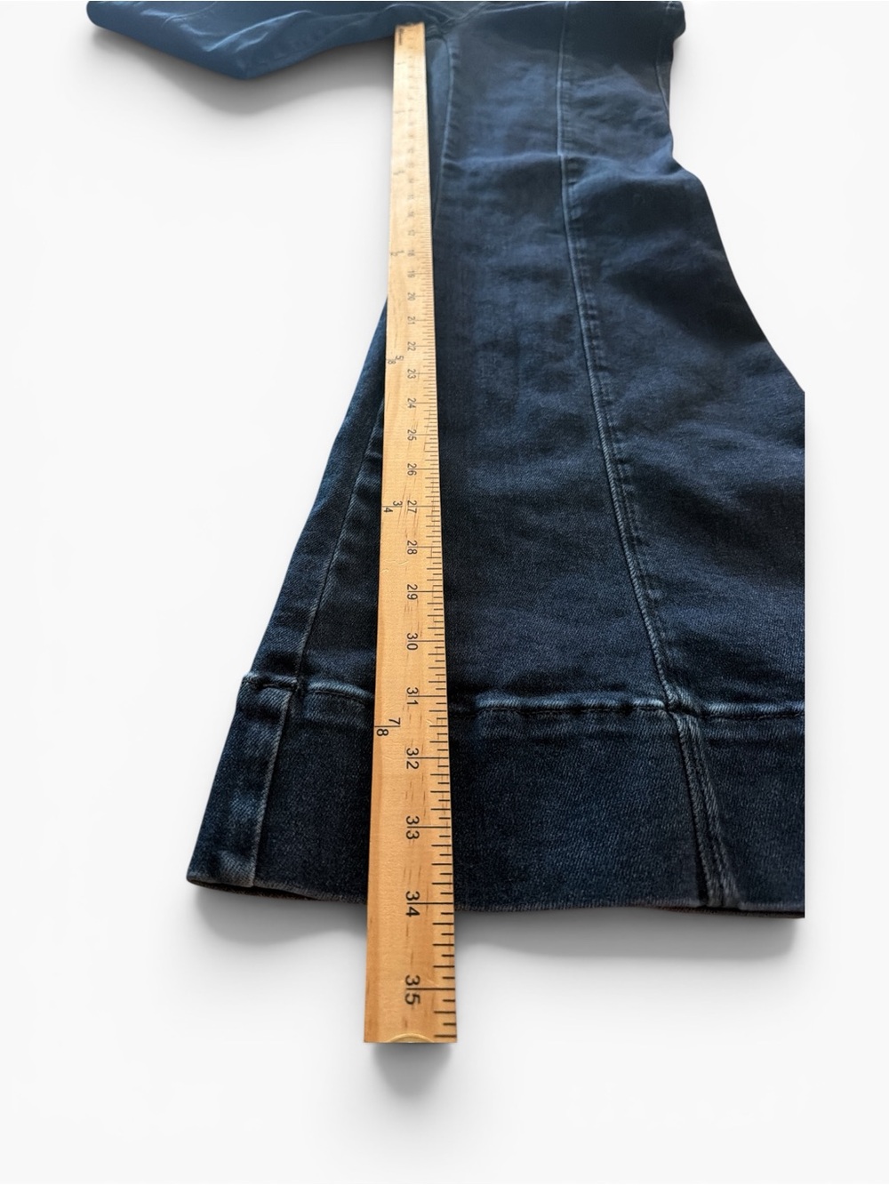 Special A Super Flare Jeans Size 11/30 Dark Wash Stretchy High Wasted Banded Hem - Picture 16 of 16
